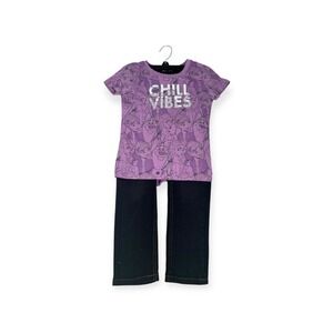 Disney Frozen II Outfit‎ Set Girls 6 Purple Black Denim Cotton Western